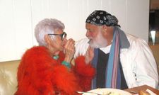 Iris Apfel flirting with Bruce Weber at the Southgate after party